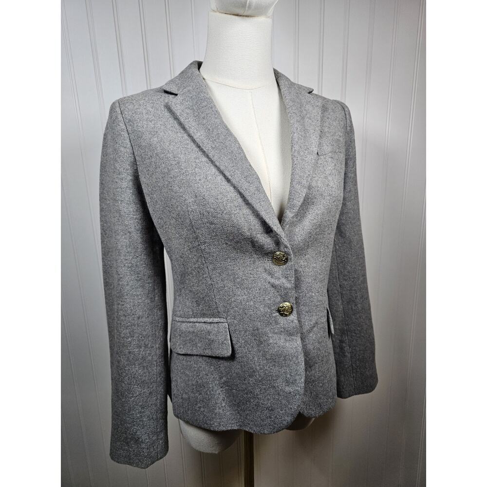 J. Crew Wool Blend Schoolboy Blazer Light Grey‎ Women's Size 4P Academia Preppy